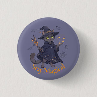 Joli chat magique pour pin's d'Halloween