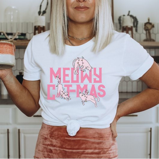 Joli Chat Noël Pink Fête T-shirt