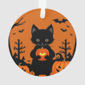 Joli Chat Noir avec des Citrouilles d'Halloween (dos)