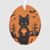 Joli Chat Noir avec des Citrouilles d'Halloween (devant)