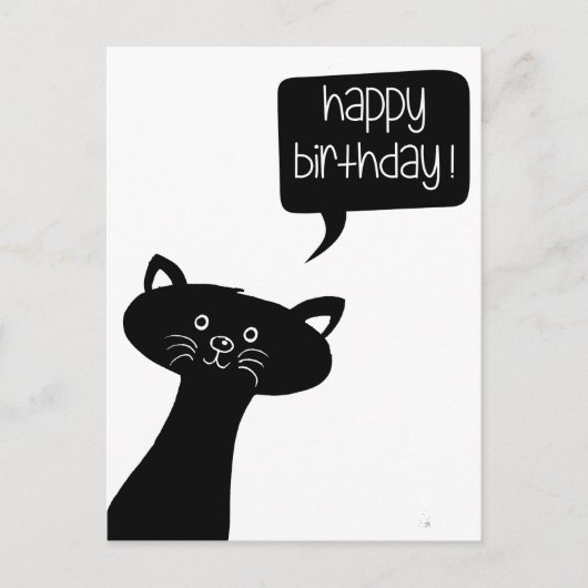 Joli Chat Noir - Carte d'anniversaire (Devant)