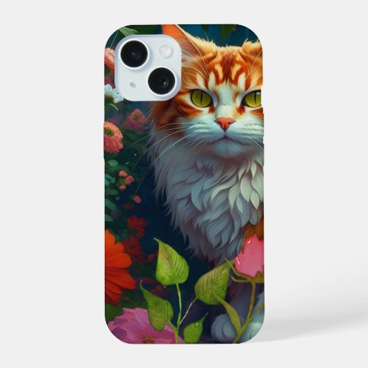 Joli Chat Orange dans les Fleurs (Verso)
