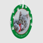 Joli chat premier Noël empreintes de pattes vert r (devant)