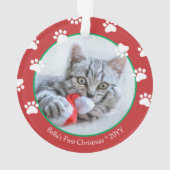 Joli chat premier Noël empreintes de pattes vert r (dos)