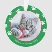 Joli chat premier Noël empreintes de pattes vert r (devant)