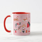 Joli chat retro rose motif de Noël Mug (Gauche)