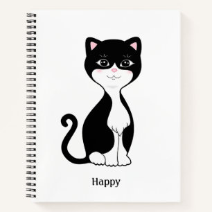 Joli chat smoking sur carnet blanc en spirale