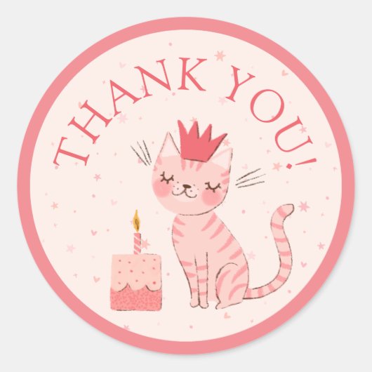 Joli chaton Anniversaire Classic Round Sticker (Devant)
