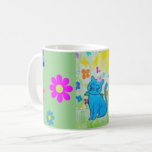 Joli chatte à fleurs tasse (Devant gauche)