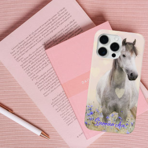Joli cheval blanc Fleur violette Case-Mate iPhone