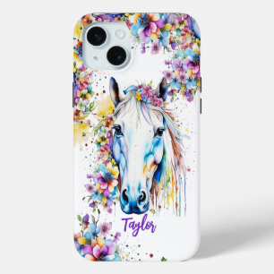 Joli Cheval Blanc Floral Personnalisé