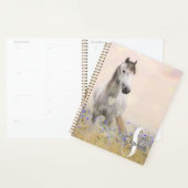 Joli Cheval Blanc Violet Fleur Monogramme (Devant avec enveloppe)