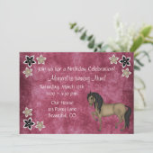 Joli Cheval Brown et Fleurs Invitation Anniversair (Debout devant)