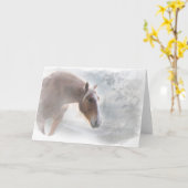 Joli cheval dans la carte de note neige (Fleur jaune)