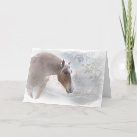 Joli cheval dans la carte de note neige (Devant)