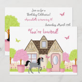 Joli Cheval de Jardin Invitations de fête d'annive (Devant / Derrière)