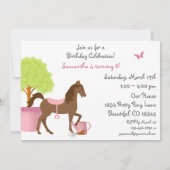 Joli Cheval de Jardin Invitations de fête d'annive (Dos)