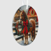 Joli Cheval de Noël sur une ferme festive (devant)