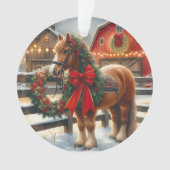 Joli Cheval de Noël sur une ferme festive (devant)