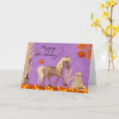 Joli cheval en automne laisse une belle carte d'an (Fleur jaune)