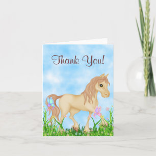 Joli cheval et Carte de remerciements de papillons