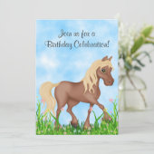 Joli Cheval et Fleurs Invitation Anniversaire (Debout devant)