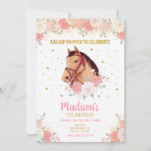 Joli Cheval et Fleurs Invitation Anniversaire (Devant)
