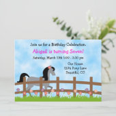 Joli Cheval gris avec fleurs Invitation Anniversai (Debout devant)