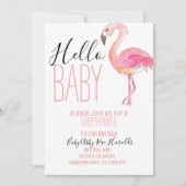 Joli chic flamingo fille baby shower invitation (Devant)