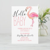 Joli chic flamingo fille baby shower invitation (Debout devant)
