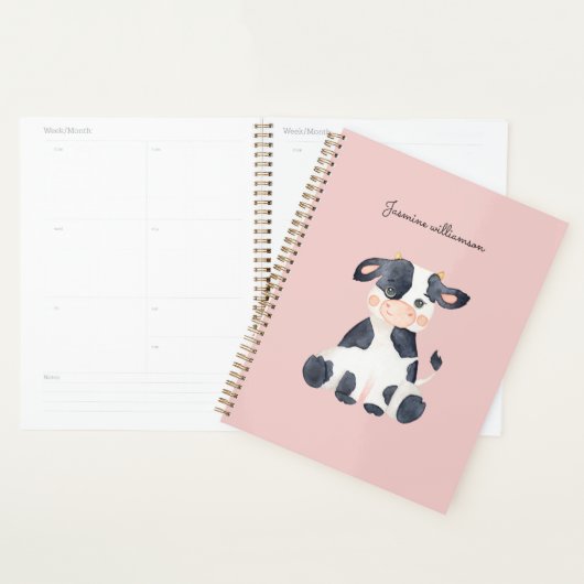 Joli chic vache aquarelle rose (Devant avec enveloppe)