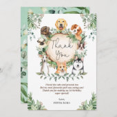 Joli chien coquelicot vert Anniversaire Merci (Devant / Derrière)