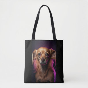 Joli chien dans un sac fourre-tout à deux côtés