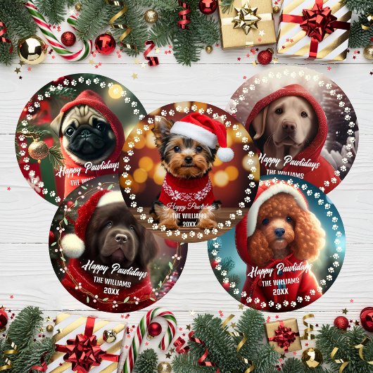 Joli chien de Noël Joyeux ornement photo de Noël