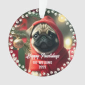 Joli chien de Noël Joyeux ornement photo de Noël (devant)