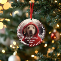 Joli chien de Noël Joyux Noël 2 faces 2 photos