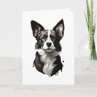 Joli chien noir et blanc Chien Chien Carte de vœux