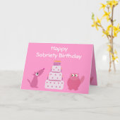 Joli chien rose, chat et carte de séduction de gât (Fleur jaune)