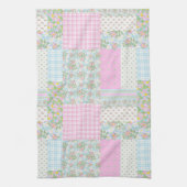 Joli chien rose Rose Faux Patchwork Serviette de c (Vertical)
