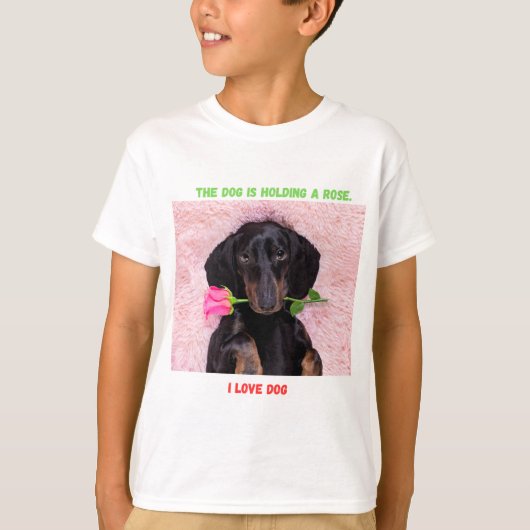 Joli chiot avec T-shirt Rose pour enfants (Devant)