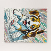 Joli chiot dans le Puzzle de 500 pièces de neige (Horizontal)