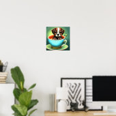 Joli chiot dans une affiche de Tea-up (Bureau à domicile)
