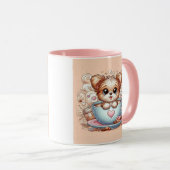 Joli chiot dans une tasse de café avec des cœurs (Devant droit)