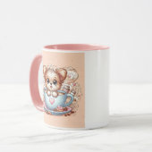 Joli chiot dans une tasse de café avec des cœurs (Devant gauche)