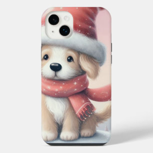 Joli chiot de Noël avec un chapeau de Père Noël