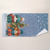 Joli chiot de Noël & chaton (Serviette de bain)