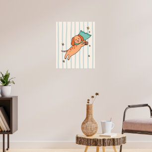Joli chiot endormi avec affiche de chambre d'enfan