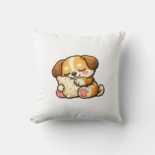 Joli chiot endormi avec un oreiller