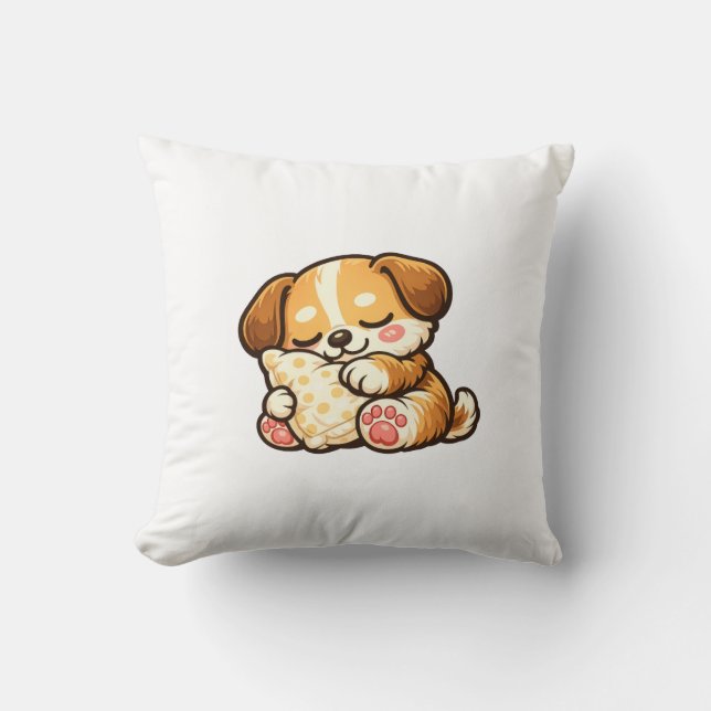 Joli chiot endormi avec un oreiller (Recto)