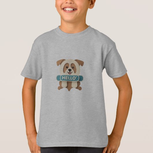 Joli chiot "Hello" t-shirt graphique (Devant)